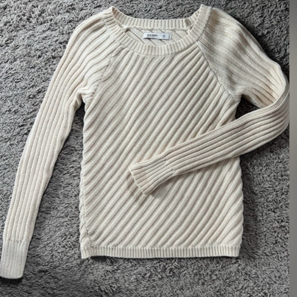 Old Navy Cream Ribbed Crew Neck Sweater - Picture 1 of 9